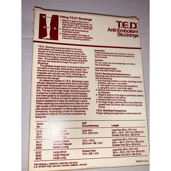 T.E.D. Anti-Embolism Stockings Thigh Length L-Regular 1 pair Nylon Full Foot NOS - Picture 4 of 7